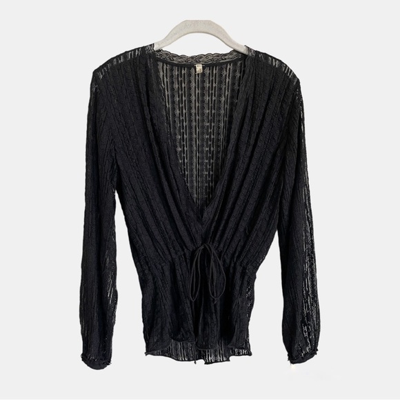Free People Lace Longsleeve Top - S